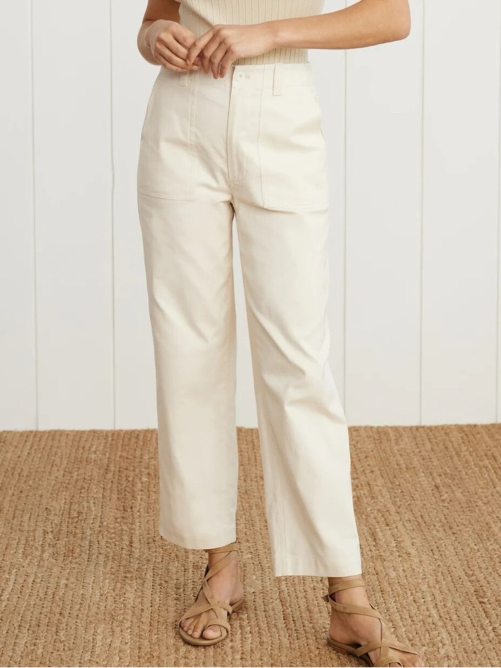 Jenni Kayne Ranger Trouser Linen Cream Cargo Pants 6